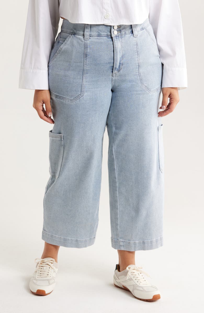 Democracy Crop Wide Leg Carpenter Jeans, Main, color, Light Blue
