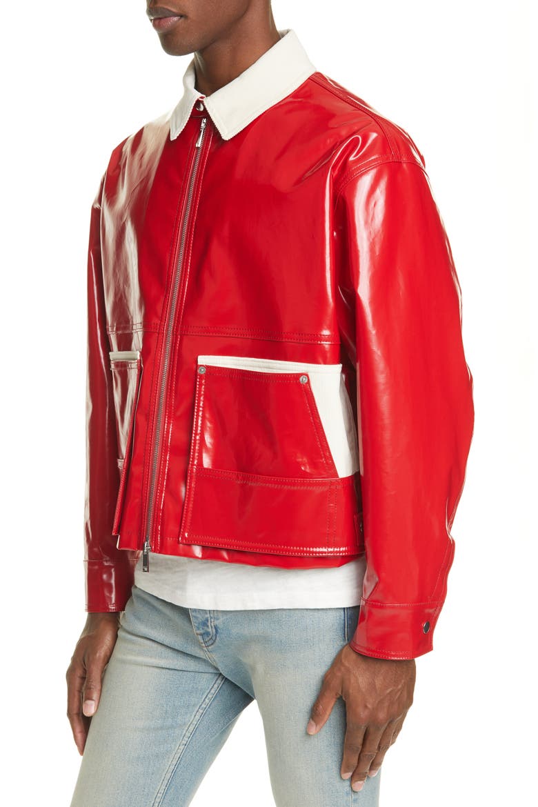 Coated Jacket, Alternate, color, RED/ WHITE