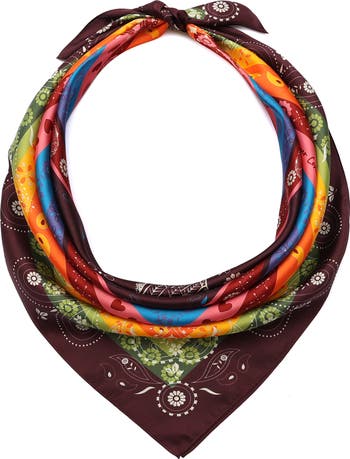 Folk Print Square Scarf