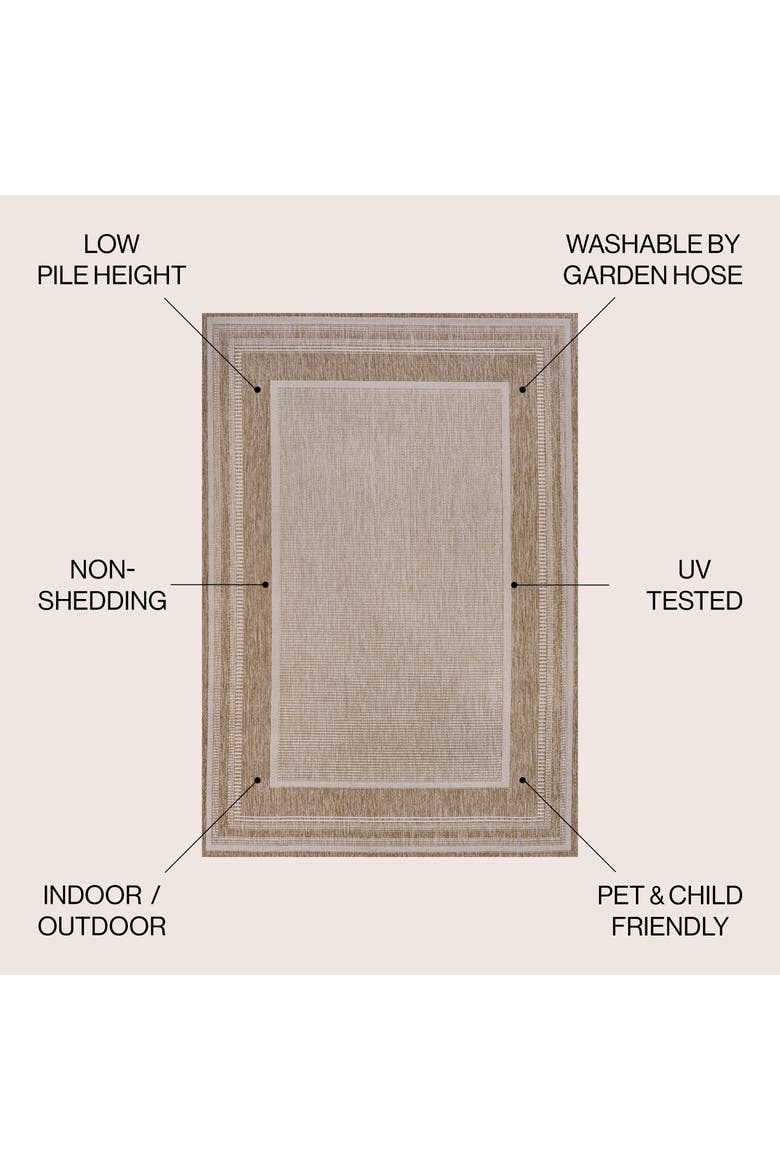 Beckett Classic Casual Border Stripe Indoor/Outdoor Area Rug, Alternate, color, Beige/Cream