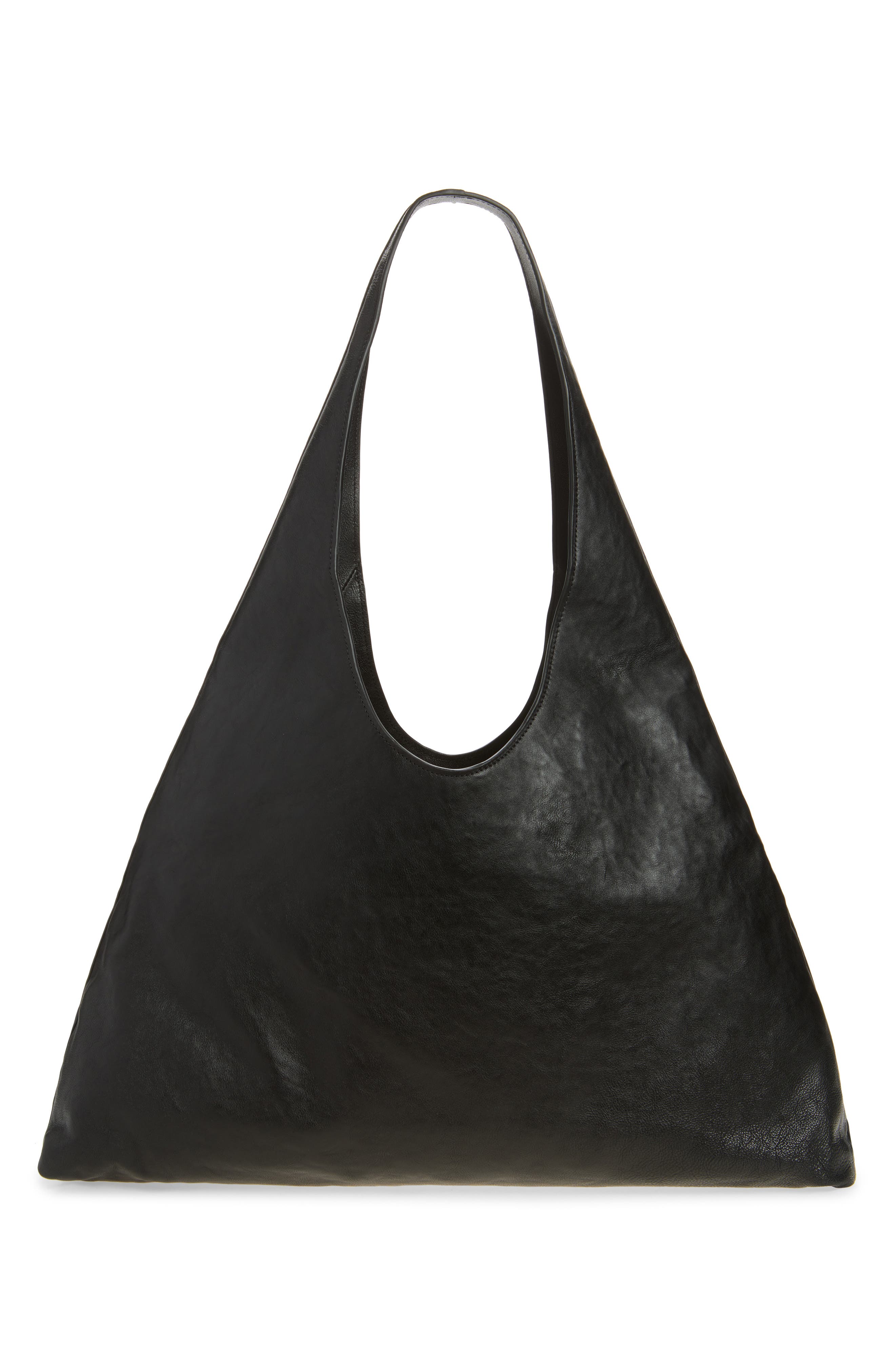 Large Pike Leather Hobo Bag, Alternate, color, BLACK