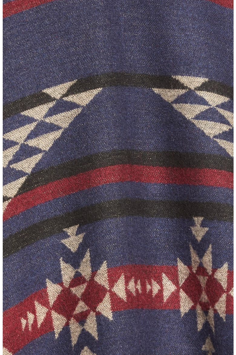 Reversible Geometric Pattern Poncho, Alternate, color, INDIGO MULTI