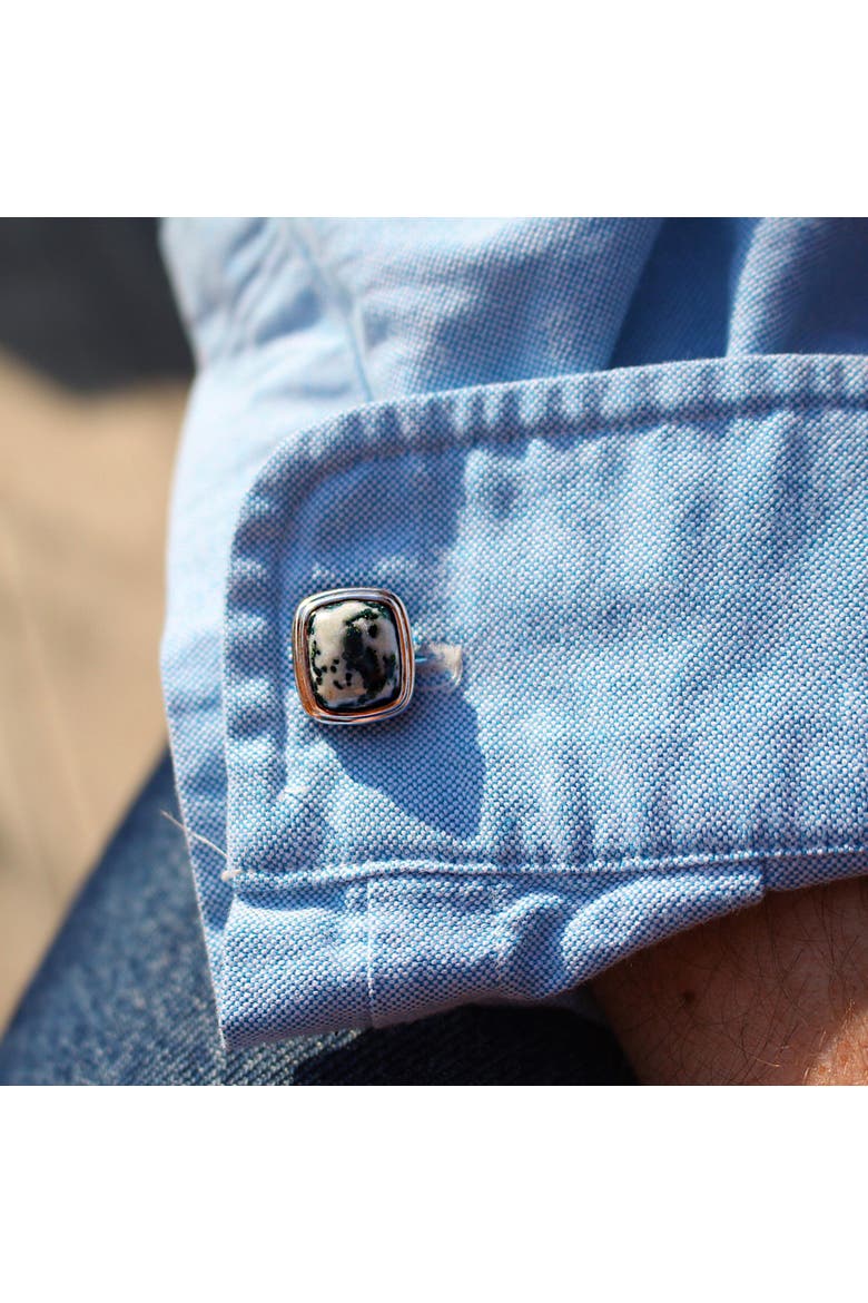 Tree Agate Sterling Silver Men Cufflinks, Alternate, color, Silver