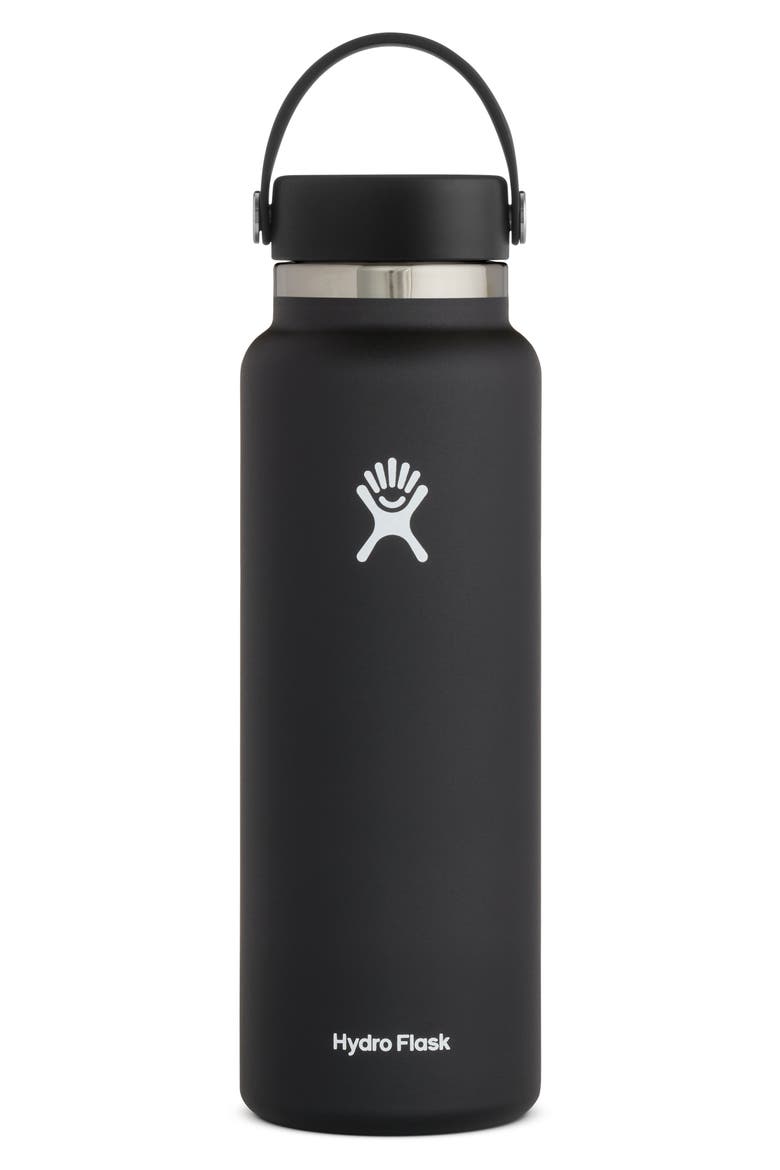 40-Ounce Wide Mouth Cap Water Bottle, Main, color, BLACK