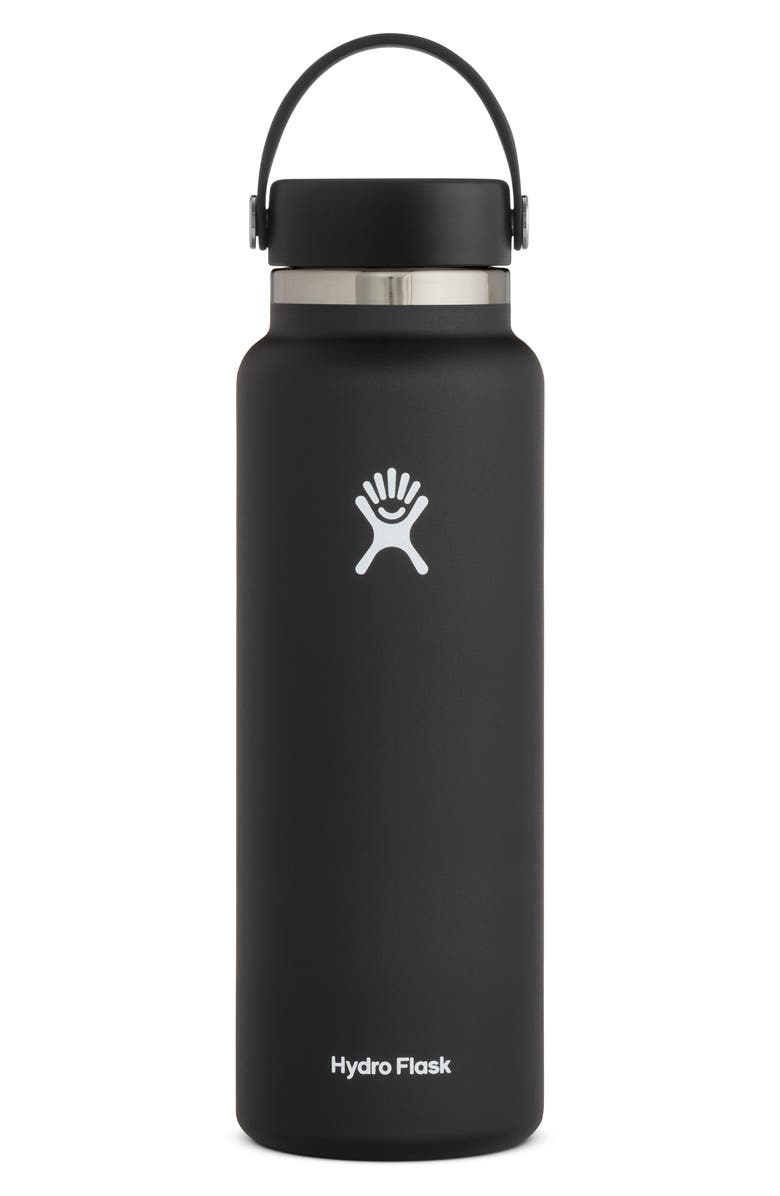 Hydro Flask 40-Ounce Wide Mouth Cap Water Bottle, Main, color, Black