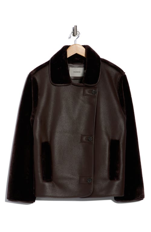 Hudson Jeans Faux Leather & Faux Shearling Jacket In Brown