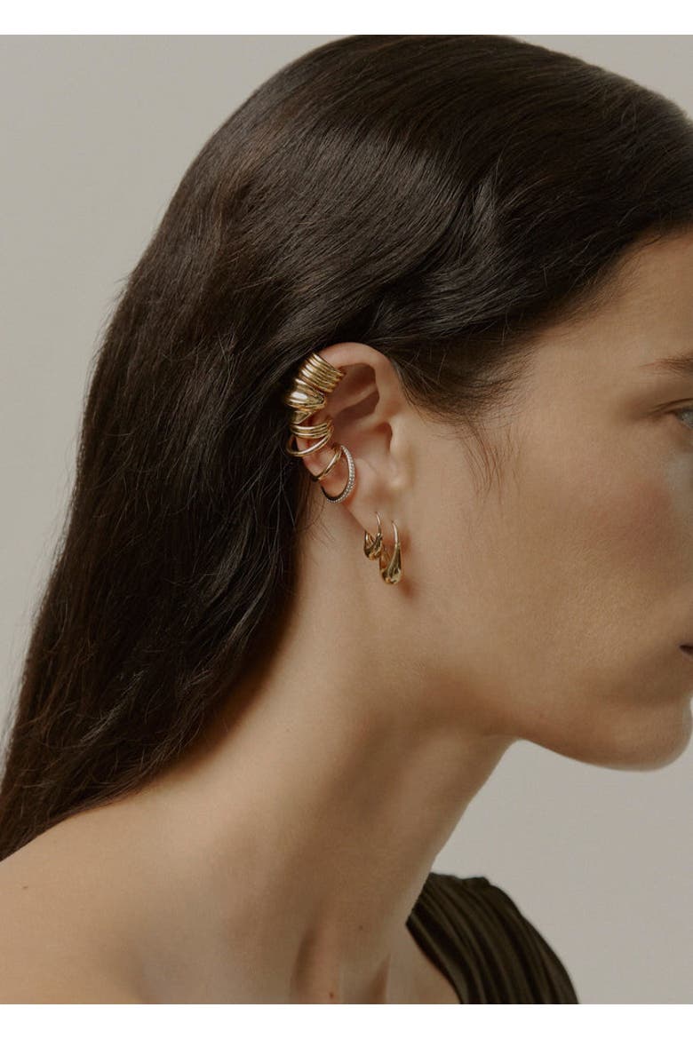 Wave Ear Cuff, Alternate, color, Yellow Toned Gold