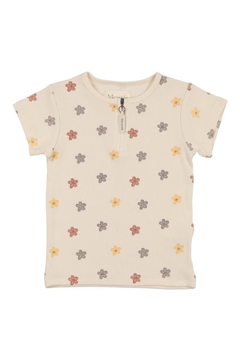 Kids' Floral Ribbed Top, Main, color, BEIGE