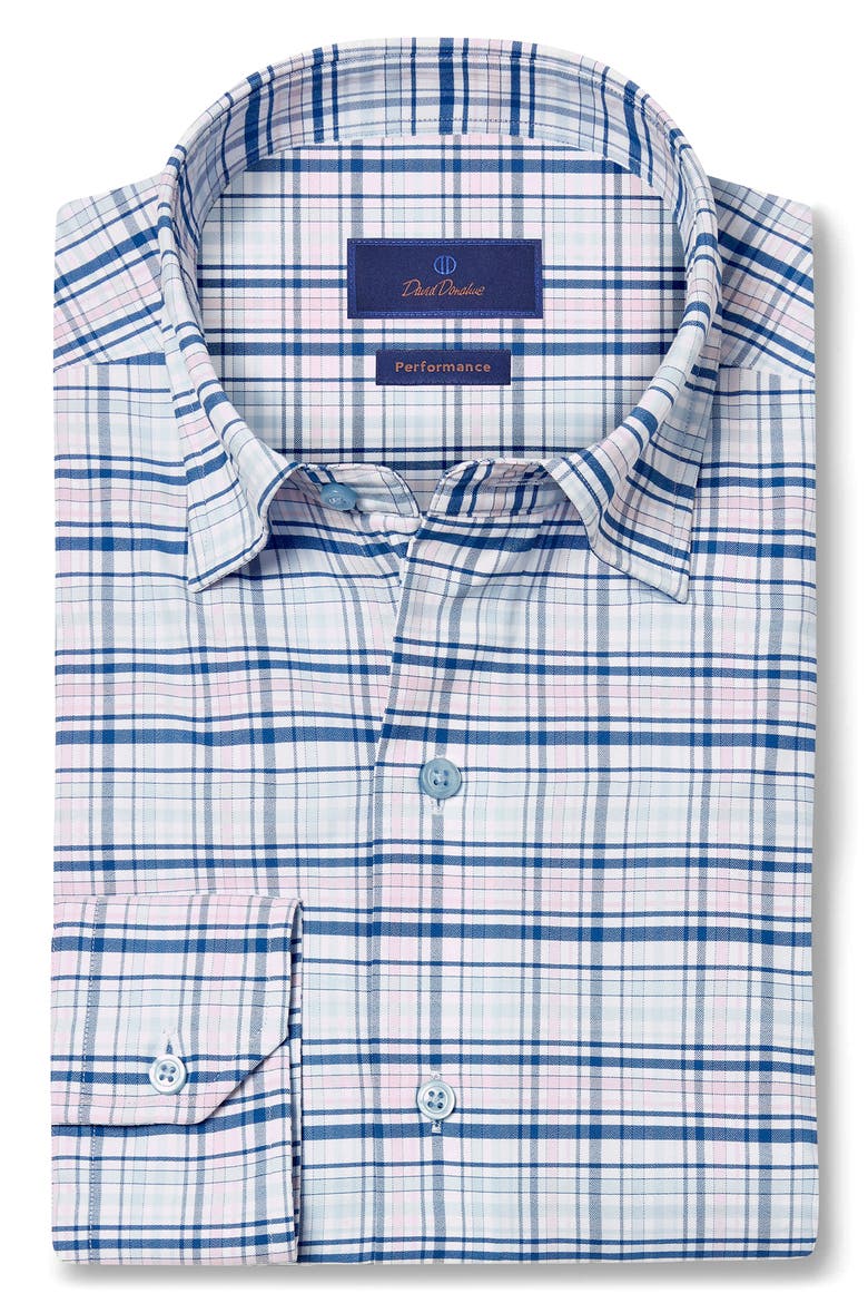 Performance Plaid Sport Shirt, Main, color, BLUE/ MULTI