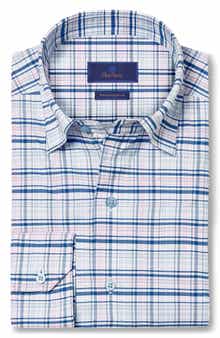 David Donahue Performance Plaid Sport Shirt