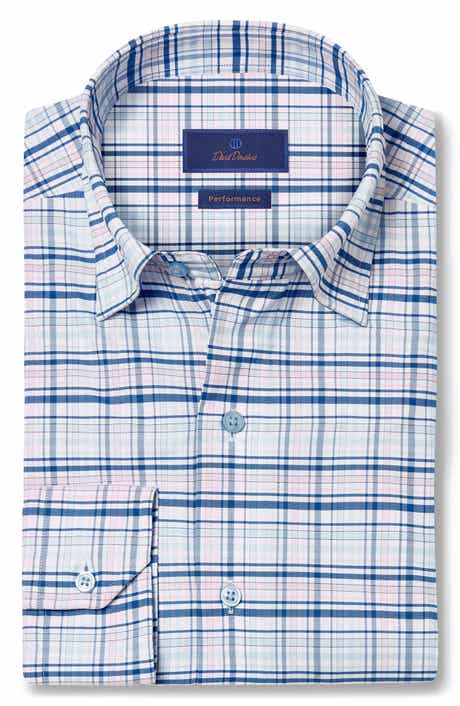 David Donahue Performance Plaid Sport Shirt