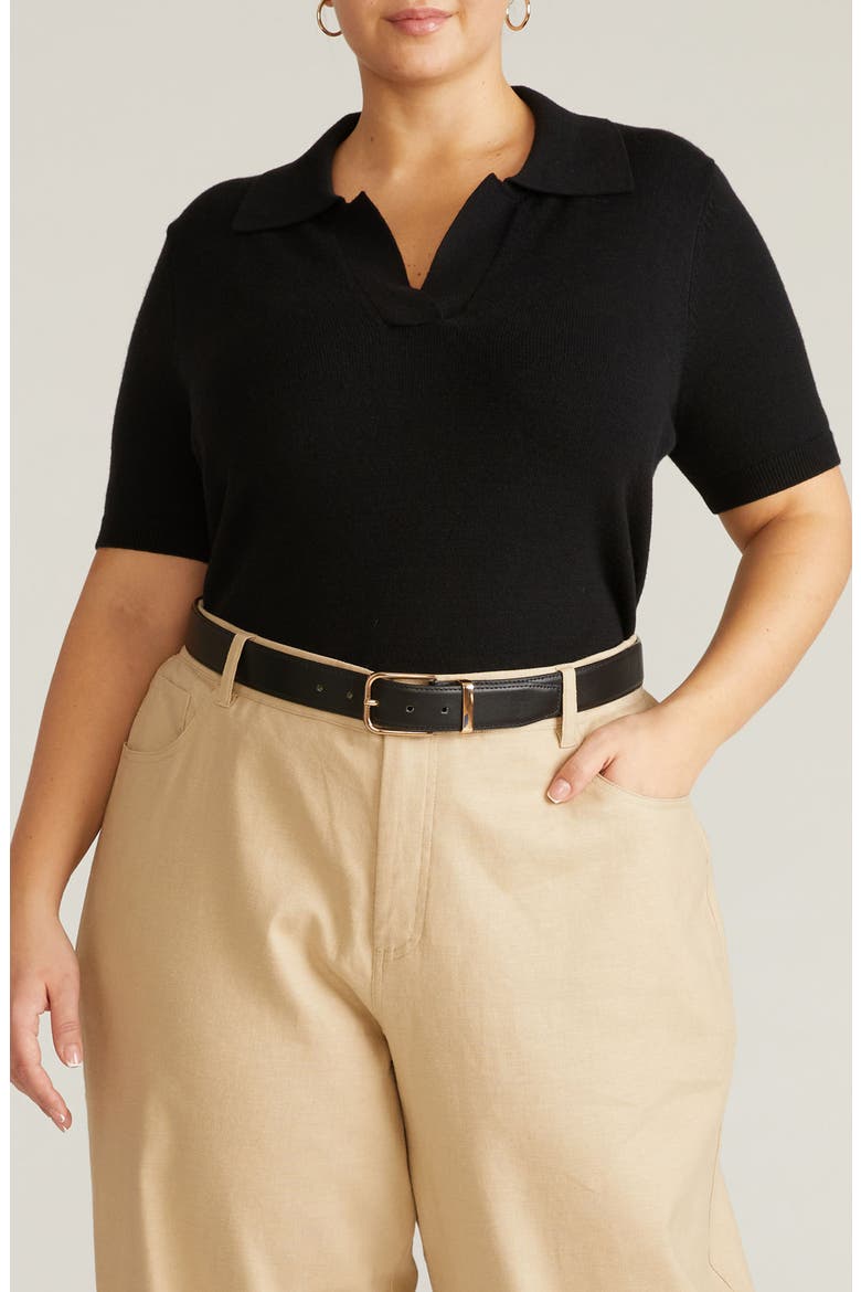 Short Sleeve Sweater, Main, color, BLACK
