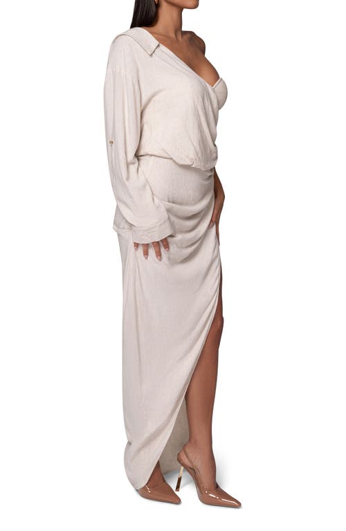 JLUXLABEL JLUXLABEL EVITA SINGLE LONG SLEEVE COTTON & LINEN MAXI DRESS