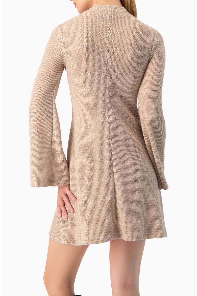 Short Knitted Long Sleeve Dress, Alternate, color, Dusty Pink