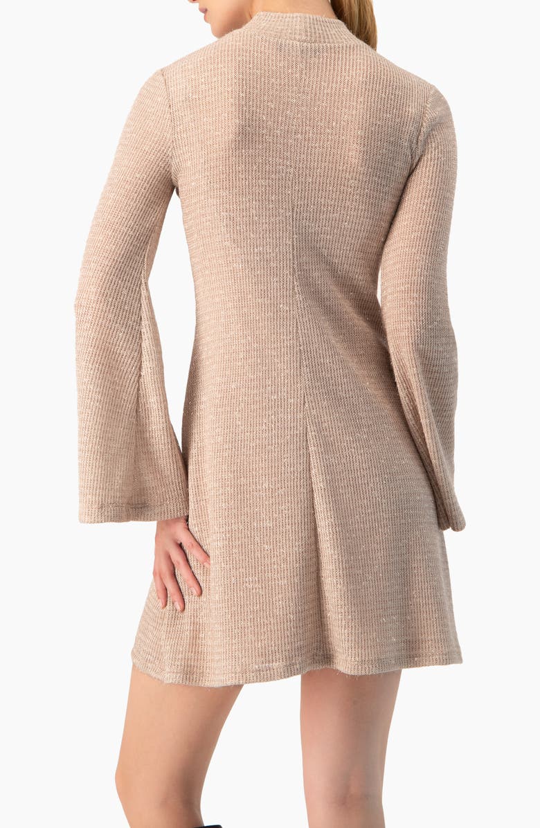 IVONNE Short Knitted Long Sleeve Dress, Alternate, color, Dusty Pink