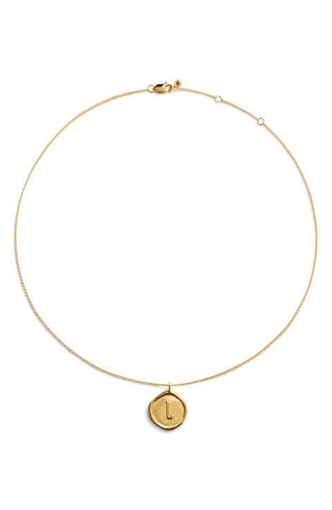 Initial Stamp Pendant Necklace