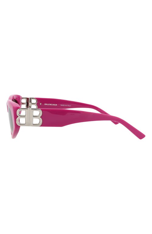 Balenciaga 53mm Rectangle Sunglasses In Fuchsia Silver Grey