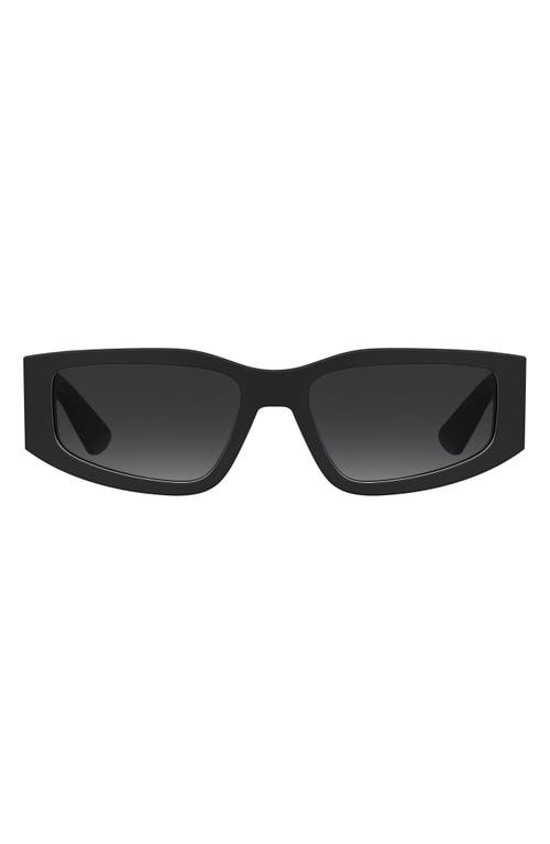Moschino 56mm Gradient Rectangular Sunglasses In Black/dark Grey Sf