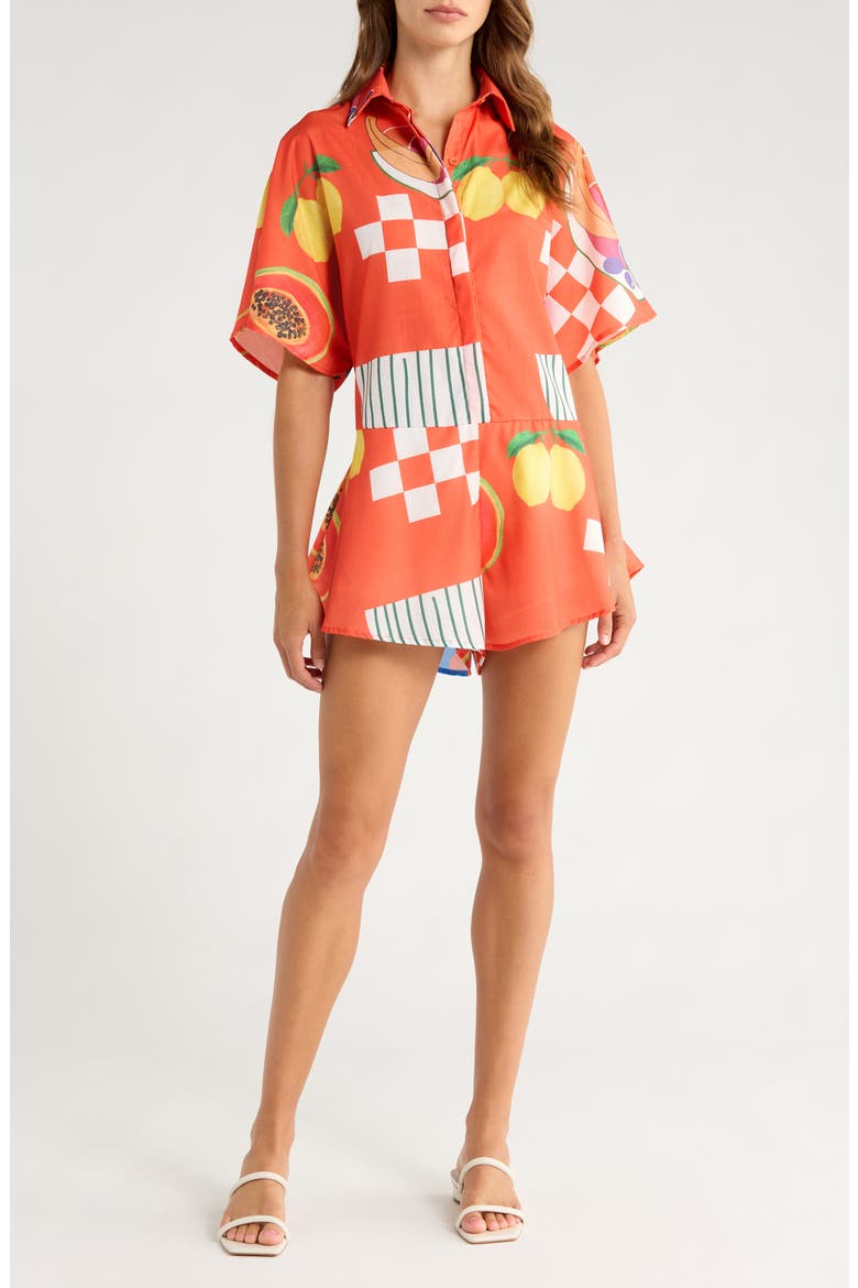 Sebastian Printed Romper, Main, color, RUST