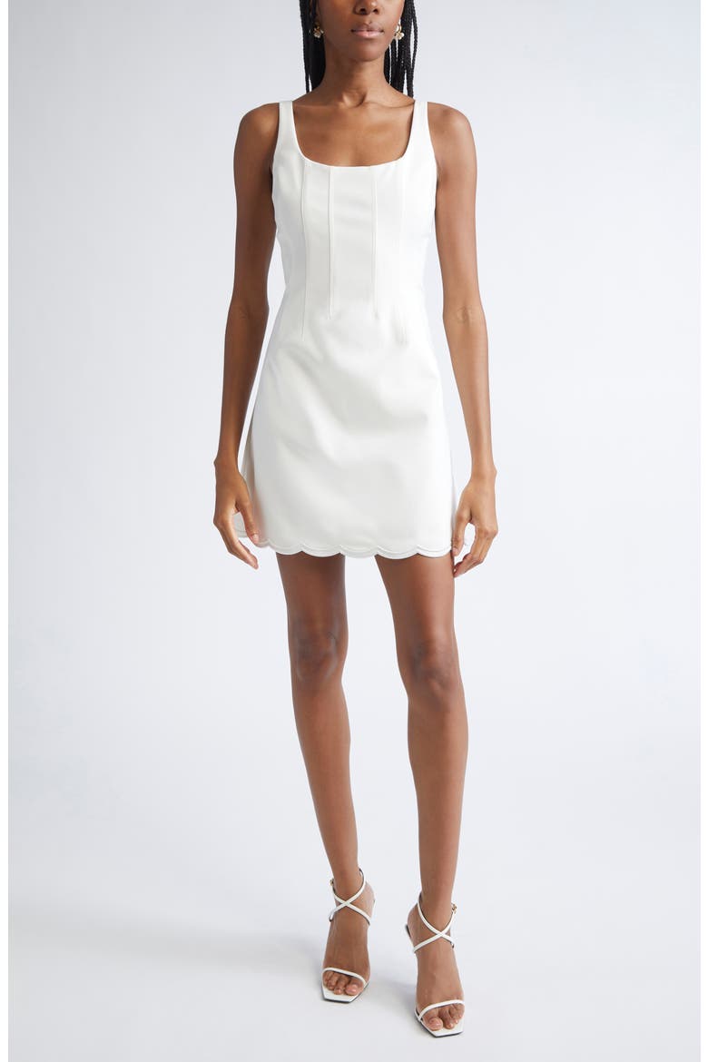 Adriana Contrast Stitch Cotton Blend Minidress, Main, color, IVORY