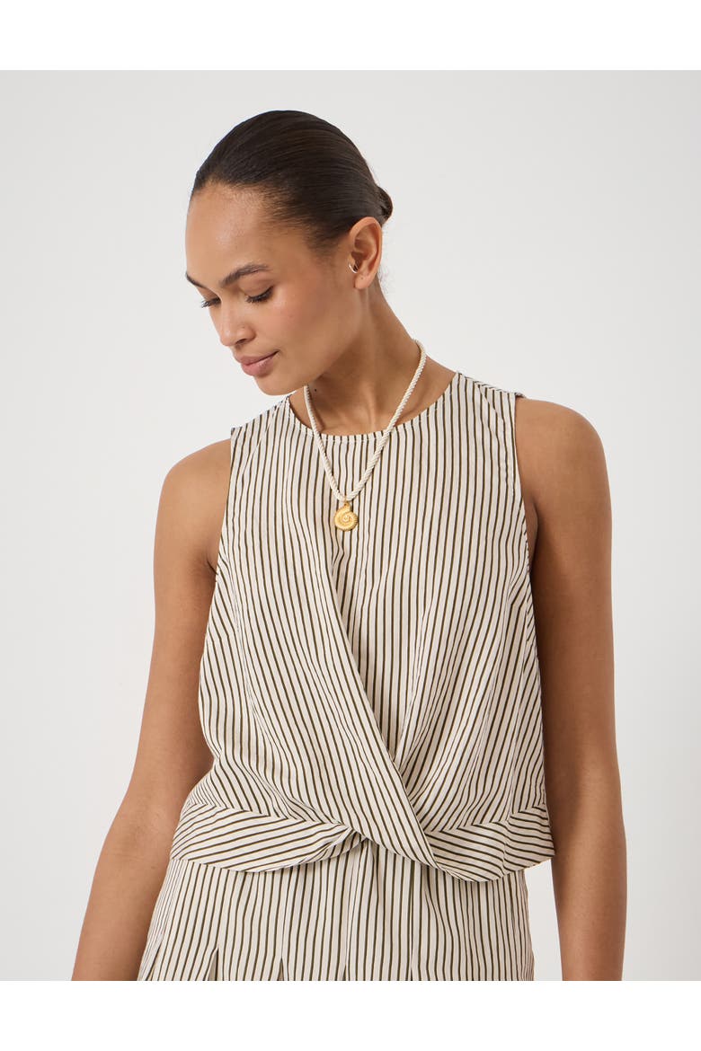 Front Knot Crop Top, Alternate, color, Green Stripe White