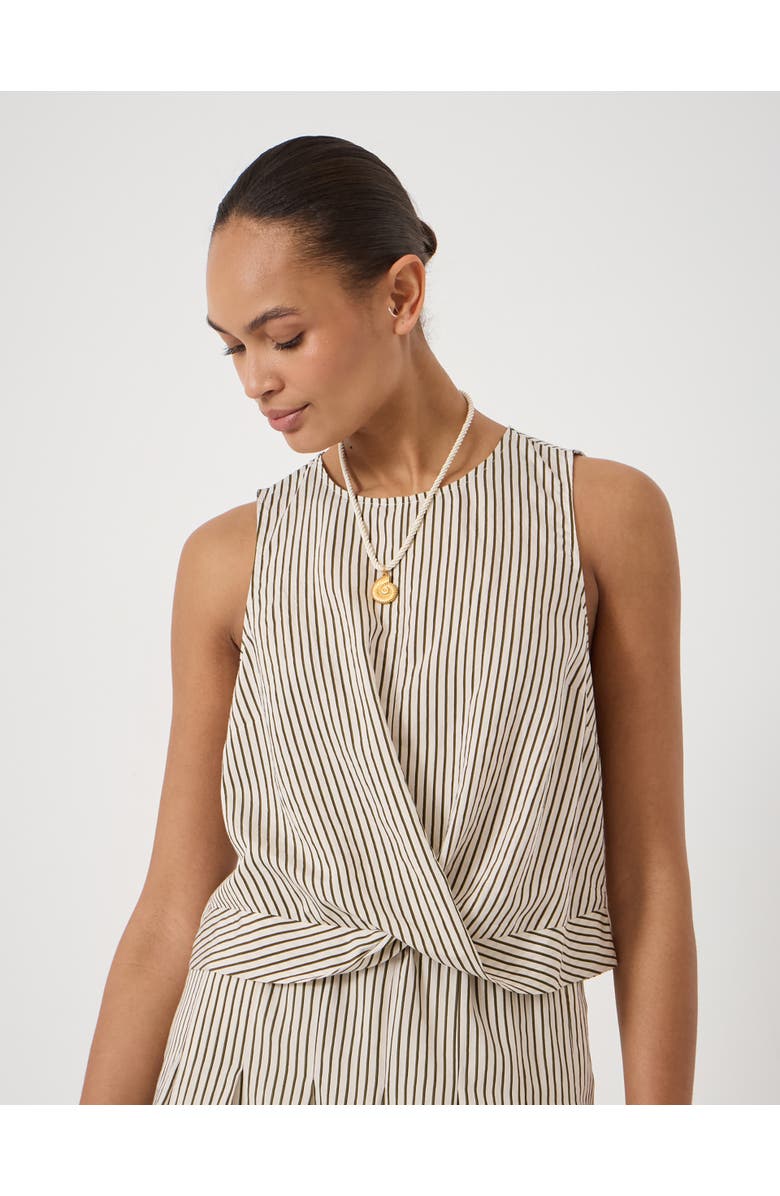 Hush Front Knot Crop Top, Alternate, color, Green Stripe White