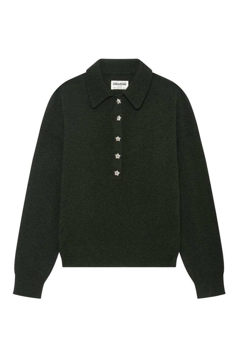 Soula Cashmere Polo Sweater, Alternate, color, GLOOM