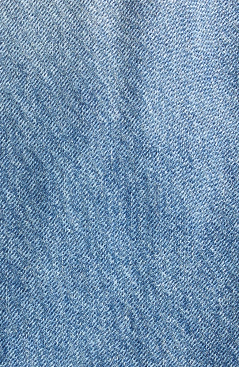 Versace Suede Trim Denim Shirtdress, Alternate, color, Medium Blue