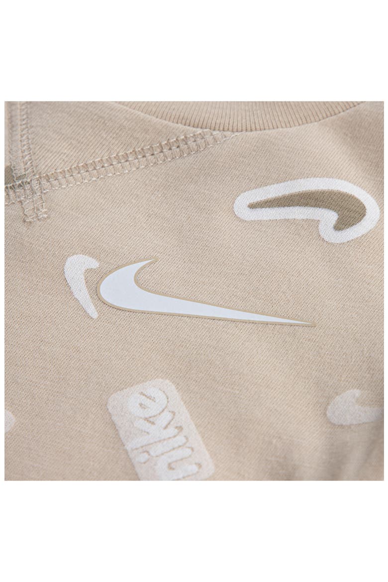 Swoosh Romper, Alternate, color, SANDDRIFT