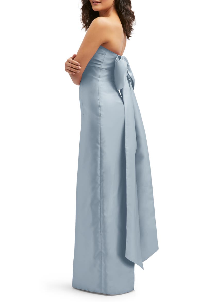 Strapless Bow Back Satin Column Gown, Alternate, color, MIST