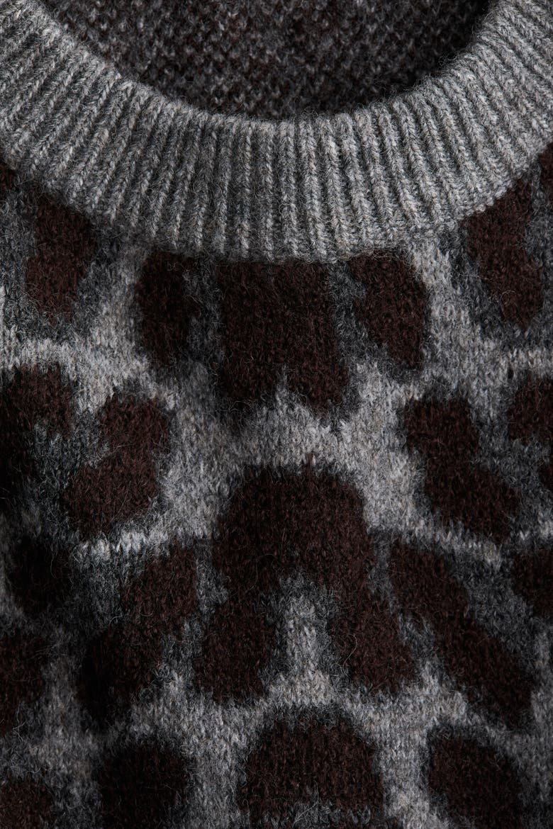 Jacquard-knit Jumper, Alternate, color, Gray/leopard print
