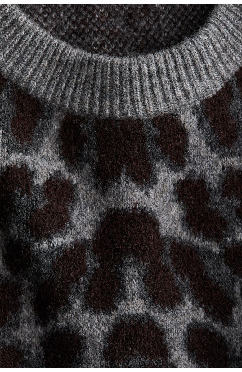 H&M Jacquard-knit Jumper, Alternate, color, Gray/Leopard Print