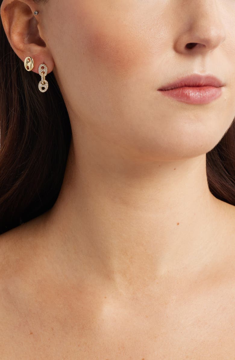 Chelsea28 3-Pack Cubic Zirconia Earrings, Alternate, color, Clear- Gold