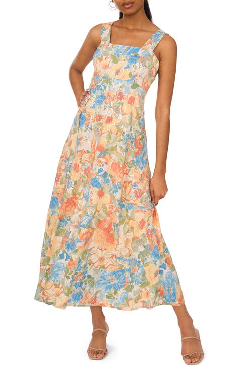 Floral Square Neck Tiered Maxi Sundress