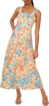 Halogen® Floral Square Neck Tiered Maxi Sundress