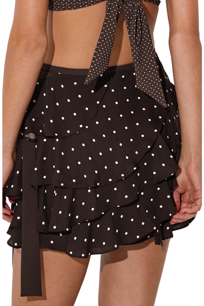 Cherie Polka Dot Tiered Ruffle Skort, Alternate, color, CHOCOLATE BROWN