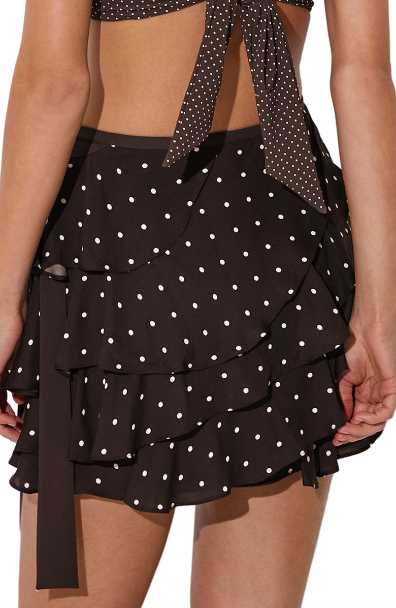 Reiss Cherie Polka Dot Tiered Ruffle Skort, Alternate, color, Chocolate Brown