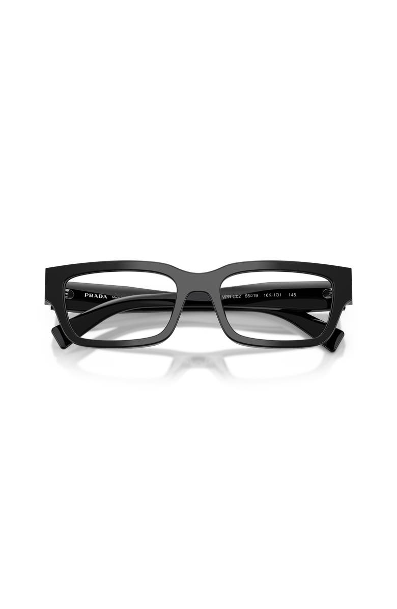 Prada 54mm Rectangle optical glasses, Alternate, color, Black