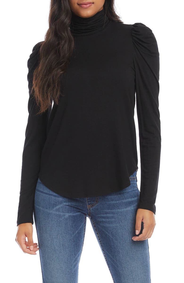 Karen Kane Shirred Long Sleeve Turtleneck Top, Main, color,