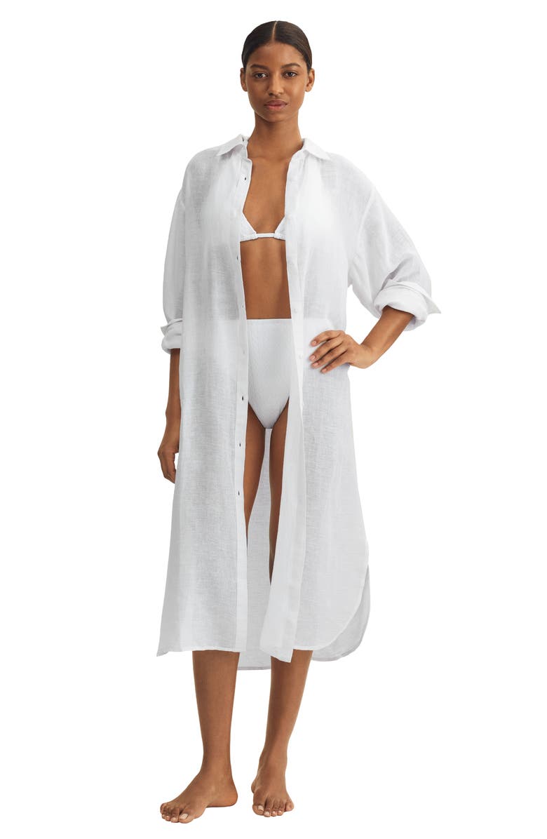 Polo Ralph Lauren Maxi Organic Cotton & Linen Cover-Up Shirtdress, Alternate, color, 