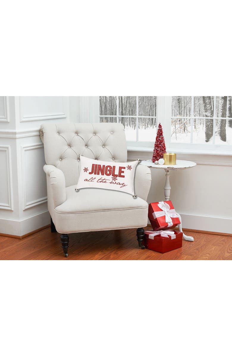C&F Home "Jingle All The Way" Mini Christmas Accent Pillow w/ Silver Bells 8" x 12", Alternate, color, 