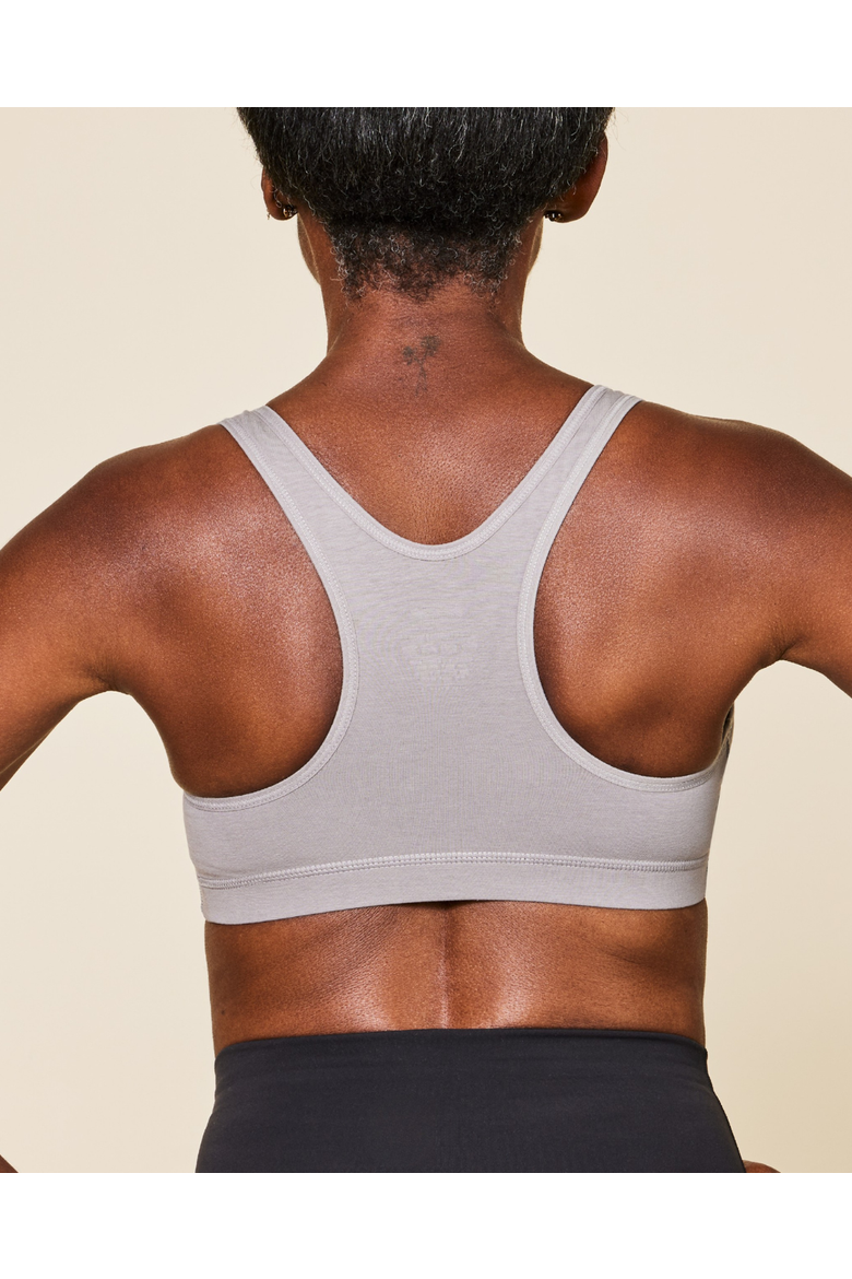 Glide Cotton Racerback Bralette, Alternate, color, Grey