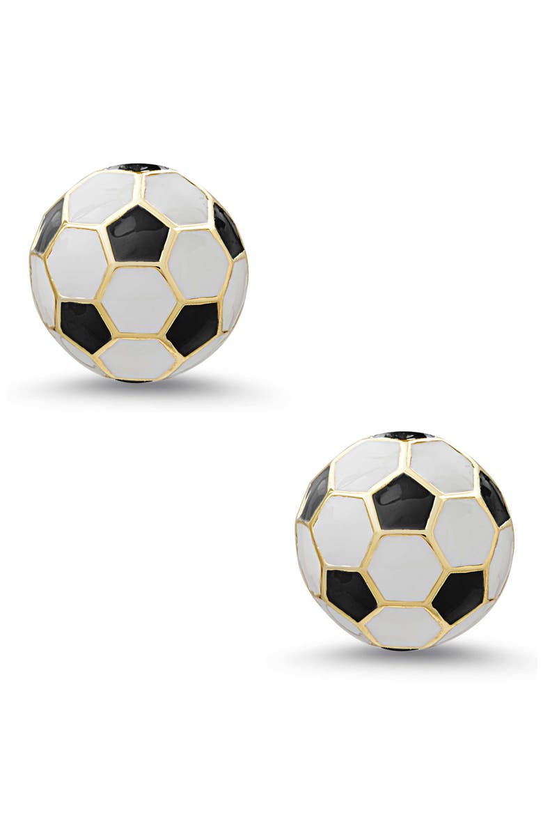 Kids' 3D Soccer Ball Stud Earrings, Main, color, BLACK