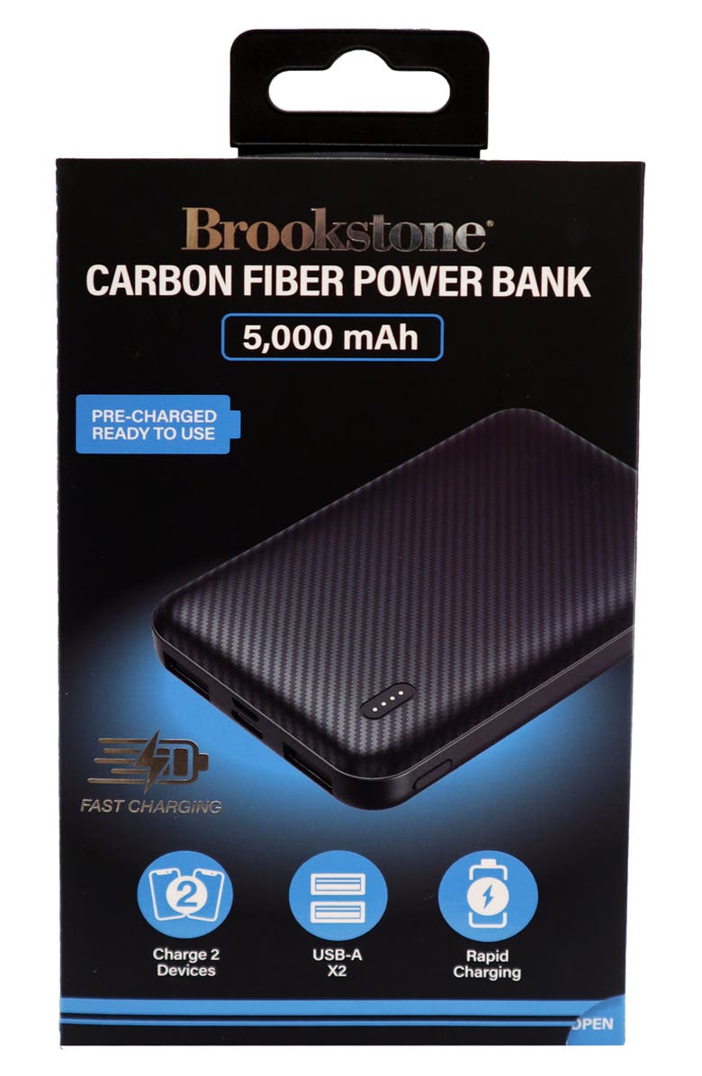 BROOKSTONE Carbon Fiber Power Bank, Alternate, color, 