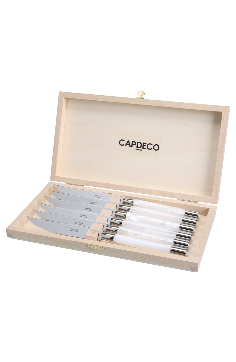 CAPDECO Conty - Box of 6 Steak Knives, Main, color, White
