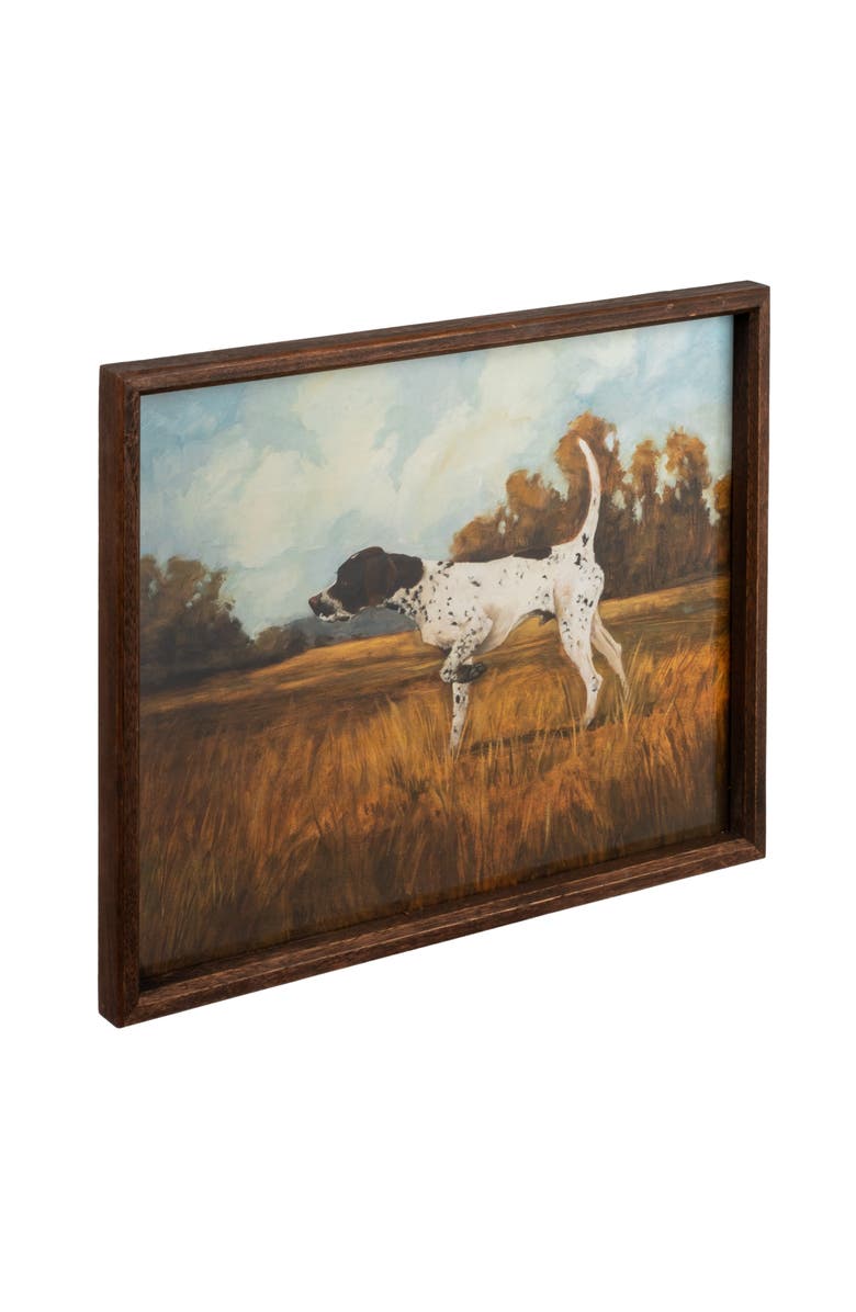 Storied Home Wood Framed Glass Wall Décor with Pointer Dog Image, Main, color, 