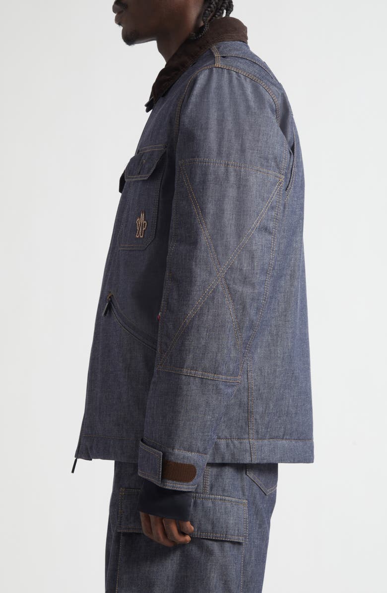 Moncler Croatan Denim Down Shirt Jacket, Alternate, color, Blue