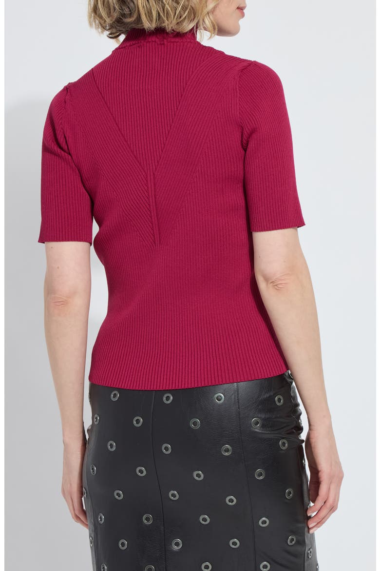 Bernadette Mock Neck Short Sleeve Sweater, Alternate, color, FUCHSIA RED