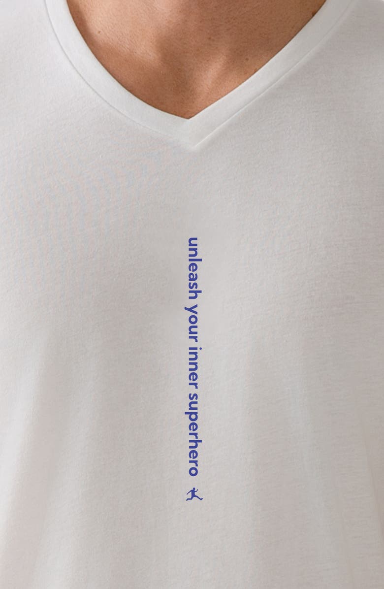 BORED REBEL Unleash Your Inner Superhero V-Neck Graphic Undershirt, Alternate, color, White