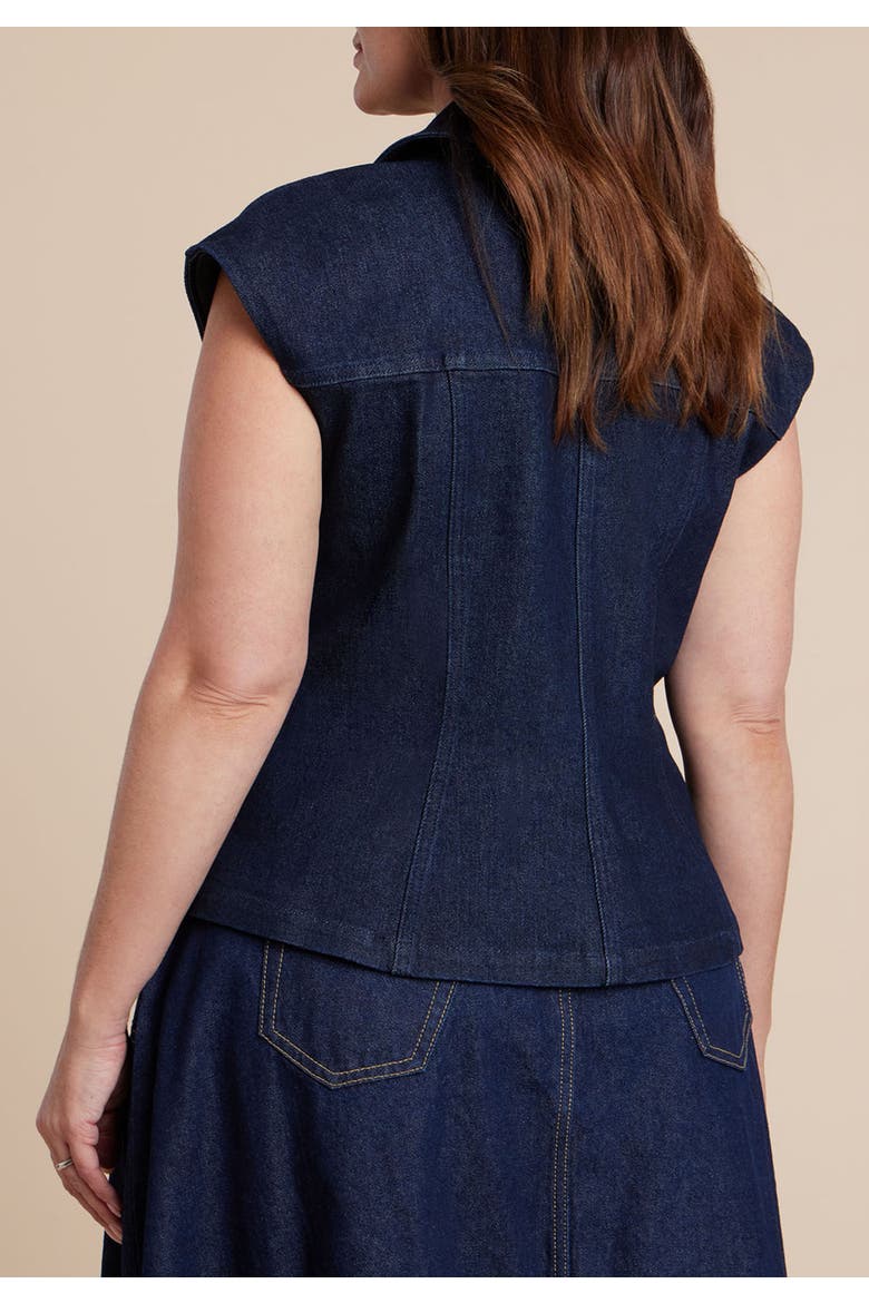 Structured Denim Vest, Alternate, color, DARK WASH